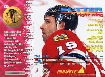 1994-95 Pinnacle #235 Rich Sutter Back