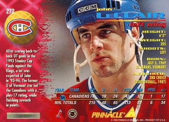 1994-95 Pinnacle #272 John LeClair Back