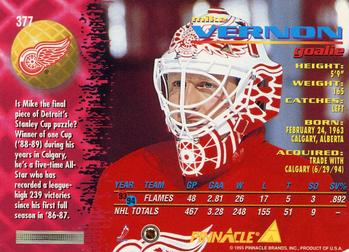 1994-95 Pinnacle #377 Mike Vernon Back