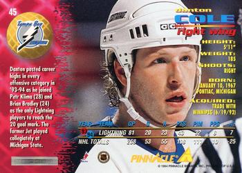 1994-95 Pinnacle #45 Danton Cole Back