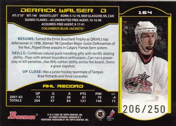 2002-03 Bowman YoungStars - Gold #164 Derrick Walser Back