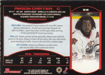 2002-03 Bowman YoungStars - Silver #59 Anson Carter Back