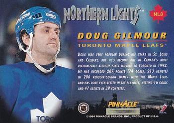1994-95 Pinnacle - Northern Lights #NL8 Doug Gilmour Back