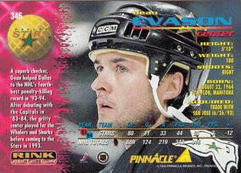1994-95 Pinnacle - Rink Collection #346 Dean Evason Back