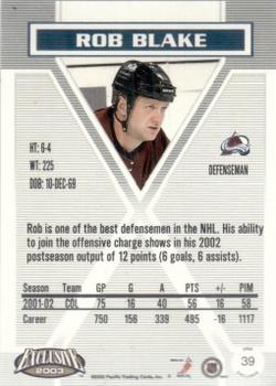 2002-03 Pacific Exclusive - Gold #39 Rob Blake Back