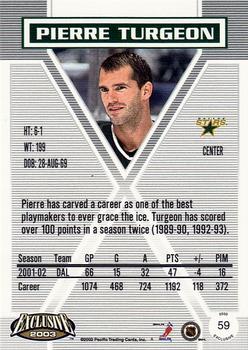 2002-03 Pacific Exclusive - Gold #59 Pierre Turgeon Back
