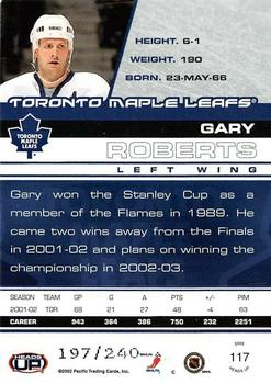 2002-03 Pacific Heads Up - Blue #117 Gary Roberts Back