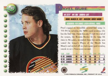 1994-95 Score #190 Pavel Bure Back