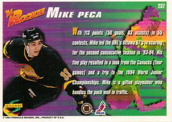 1994-95 Score #237 Mike Peca Back