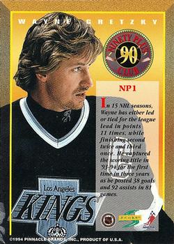 1994-95 Score - 90-Plus Club #NP1 Wayne Gretzky Back