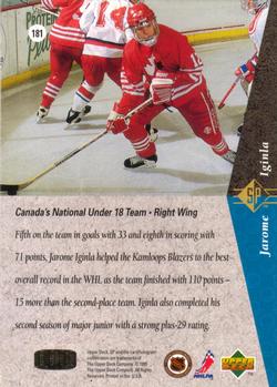 1994-95 SP #181 Jarome Iginla Back