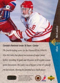 1994-95 SP #183 Alyn McCauley Back