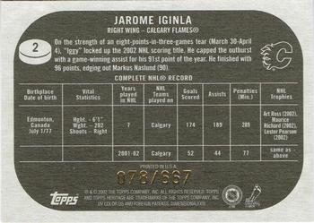 2002-03 Topps Heritage - Chrome Parallel #2 Jarome Iginla Back