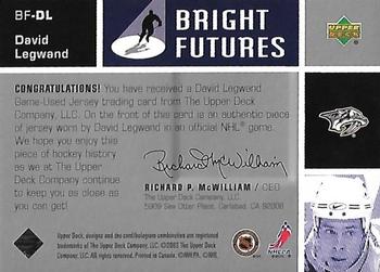2002-03 Upper Deck - Bright Futures #BF-DL David Legwand Back