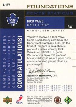 2002-03 Upper Deck Foundations - Power Stations Gold #S-RV Rick Vaive Back
