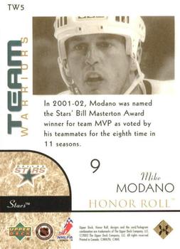 2002-03 Upper Deck Honor Roll - Team Warriors #TW5 Mike Modano Back