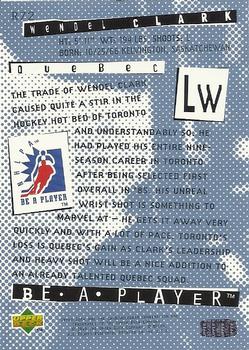 1994-95 Upper Deck Be a Player #R72 Wendel Clark Back