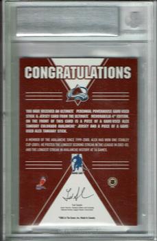 2003-04 Be a Player Ultimate Memorabilia - Perennial Powerhouse Jersey and Stick #NNO Alex Tanguay Back
