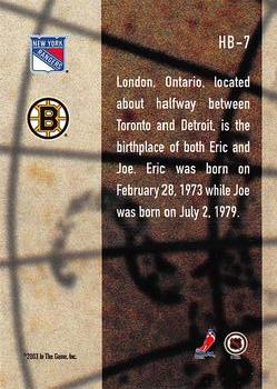 2003-04 In The Game Action - Homeboys #HB-7 Eric Lindros / Joe Thornton Back