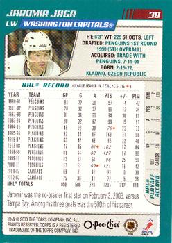 2003-04 O-Pee-Chee - Blue #30 Jaromir Jagr  Back