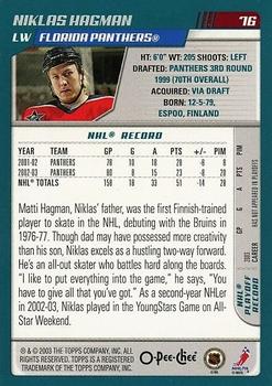 2003-04 O-Pee-Chee - Gold #76 Niklas Hagman  Back