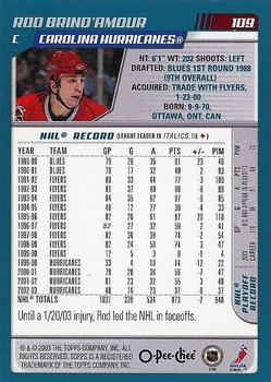2003-04 O-Pee-Chee - Gold #109 Rod Brind'Amour  Back