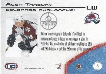 2003-04 Pacific Heads Up - In Focus #5 Alex Tanguay Back