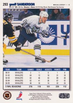 1995-96 Collector's Choice #293 Geoff Sanderson Back