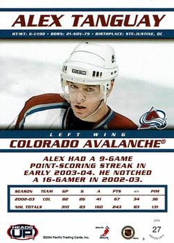 2003-04 Pacific Heads Up - Retail LTD #27 Alex Tanguay Back