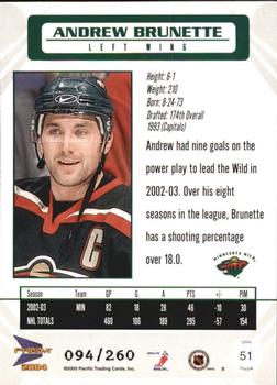 2003-04 Pacific Prism - Red #51 Andrew Brunette Back