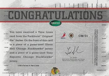 2003-04 Parkhurst Original Six Chicago - Memorabilia #CM-51 Glenn Hall / Tony Esposito Back