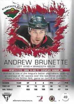 2003-04 Pacific Private Stock Titanium - Retail #49 Andrew Brunette Back