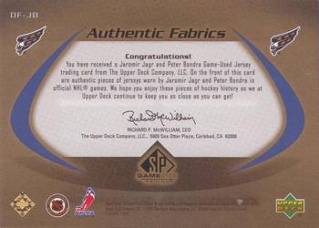 2003-04 SP Game Used - Authentic Fabrics Gold #DF-JB Jaromir Jagr / Peter Bondra Back