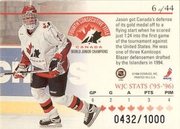 1995-96 Donruss Elite - World Juniors #6 Jason Holland Back