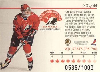 1995-96 Donruss Elite - World Juniors #20 Jason Podollan Back