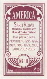 2003-04 Topps C55 - Minis America Back Red #111 Saku Koivu Back