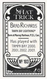 2003-04 Topps C55 - Minis Hat Trick Back #103 Brad Richards Back