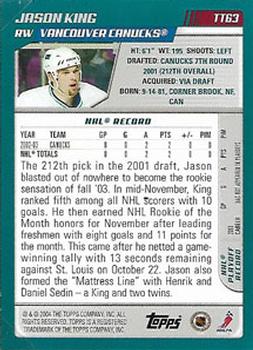 2003-04 Topps Traded & Rookies - Blue #TT63 Jason King Back