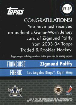 2003-04 Topps Traded & Rookies - Franchise Fabrics #FF-ZP Zigmund Palffy Back