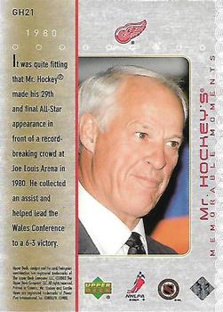 2003-04 Upper Deck - Mr. Hockey #GH21 Gordie Howe Back