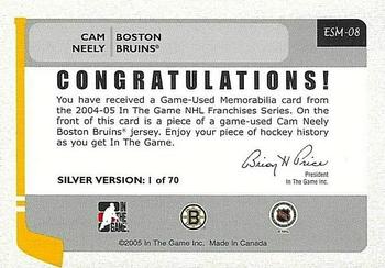 2004-05 In The Game Franchises US East - Game-Used Memorabilia #ESM-08 Cam Neely Back
