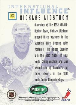 1995-96 Parkhurst International #252 Nicklas Lidstrom Back