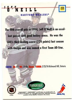 1995-96 Parkhurst International #259 Jeff O'Neill Back