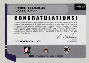2004-05 In The Game Franchises US West - Triple Memorabilia Gold #WTM-03 Marcel Dionne Back