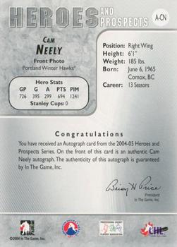 2004-05 In The Game Heroes and Prospects - Autographs #A-CN Cam Neely Back