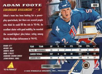 1995-96 Pinnacle #195 Adam Foote Back