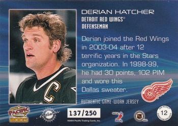 2004-05 Pacific - Jerseys #12 Derian Hatcher Back