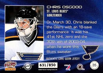 2004-05 Pacific - Jerseys #35 Chris Osgood Back