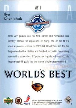 2004-05 Upper Deck - World's Best #WB18 Ilya Kovalchuk Back