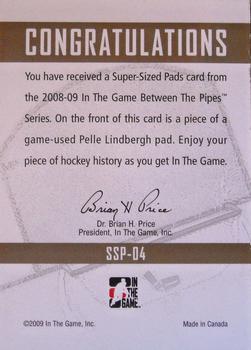 2008-09 In The Game Between The Pipes - Super-Sized Pads #SSP-04 Pelle Lindbergh  Back